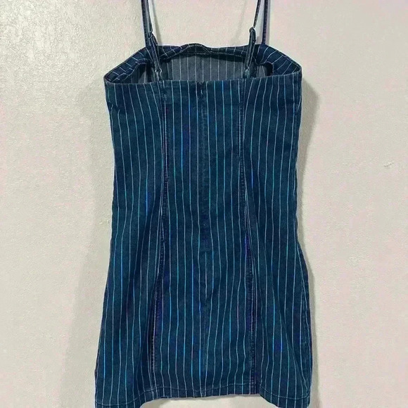 154. Pinstriped Denim Mini Dress - Picture 6 of 7